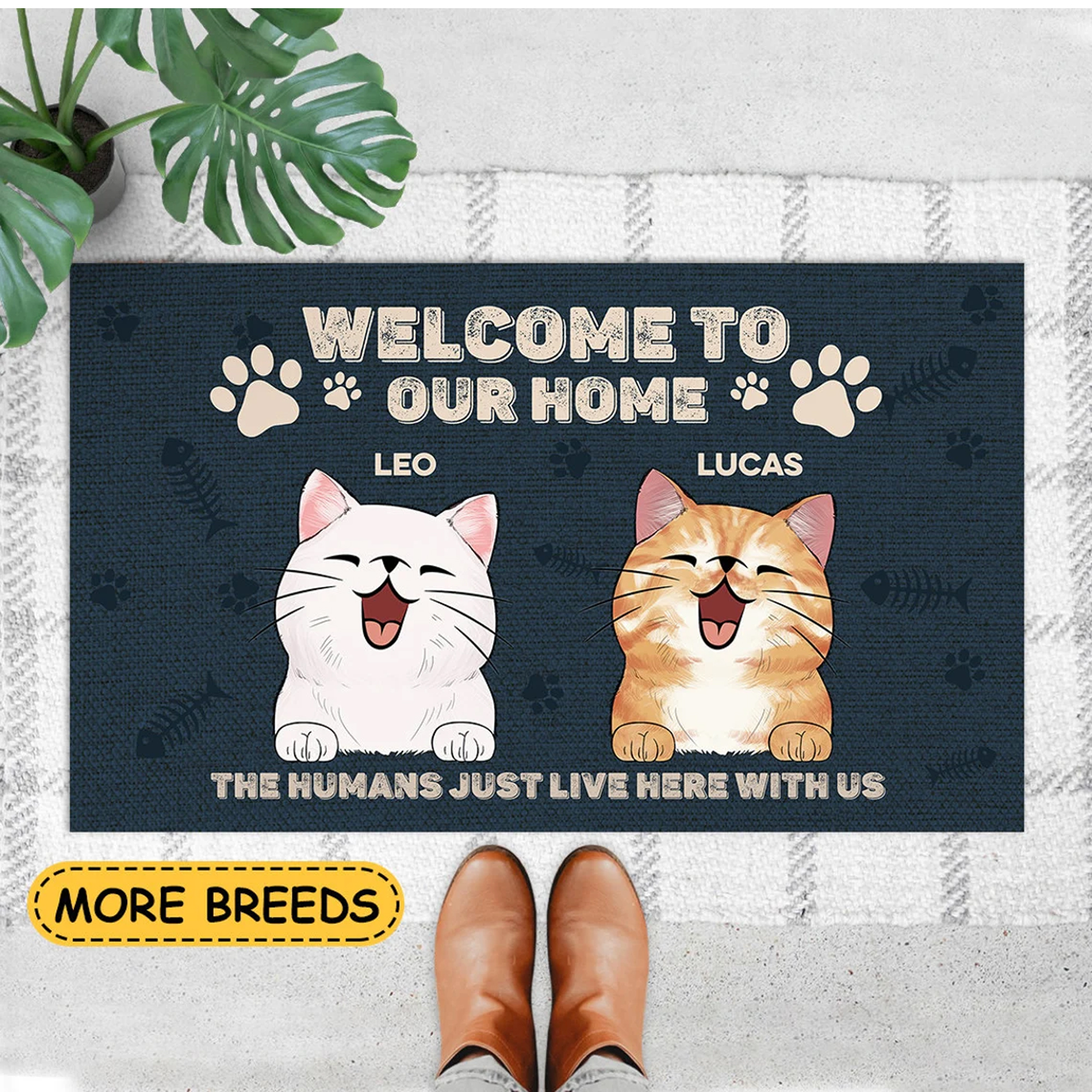 Personalized Cat Doormat Welcome To Our Home Cat Lover Gift Personalized Pet Doormat Welcome Mat Funny Cat Dad Gift Fathers Day Gift